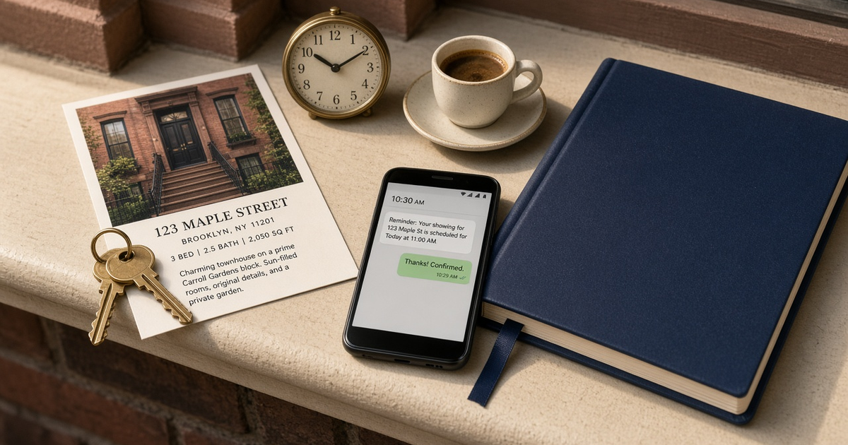 Featured illustration for Android SMS Gateway Scenario 1338: Real-estate scheduled SMS in practice