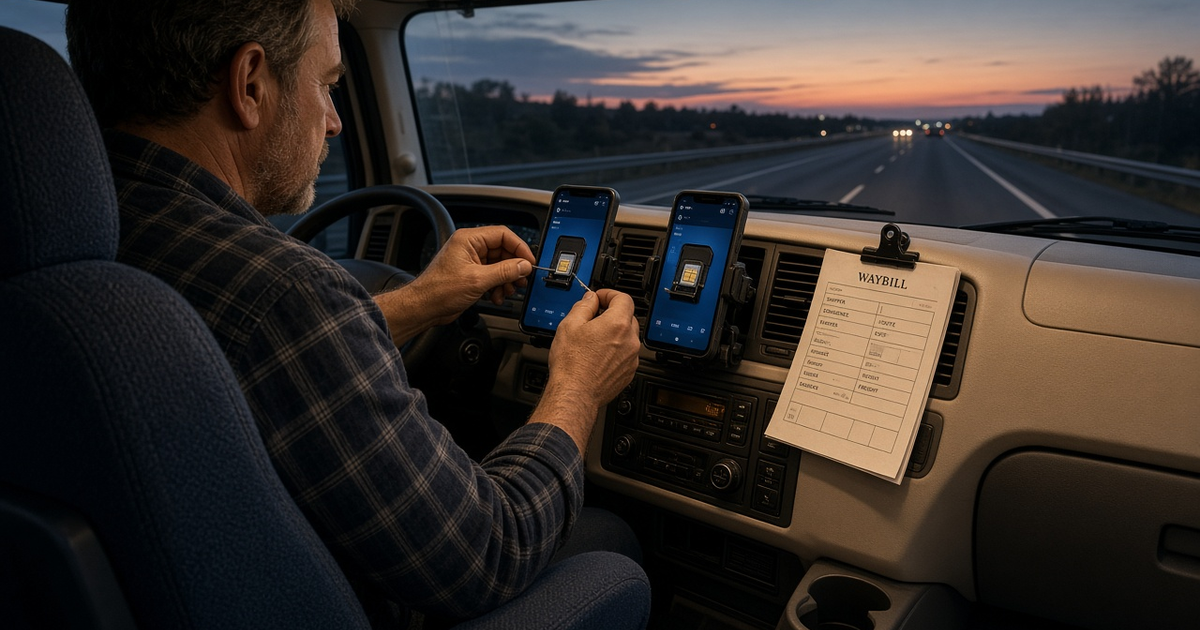 Featured illustration for Android SMS Gateway Scenario 1431: Logistics dual SIM routing in practice