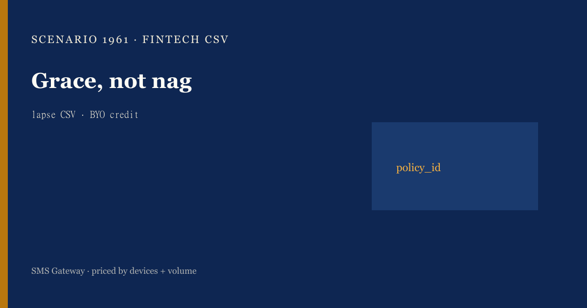 Featured illustration for Android SMS Gateway Scenario 1961: Fintech bulk CSV import in practice