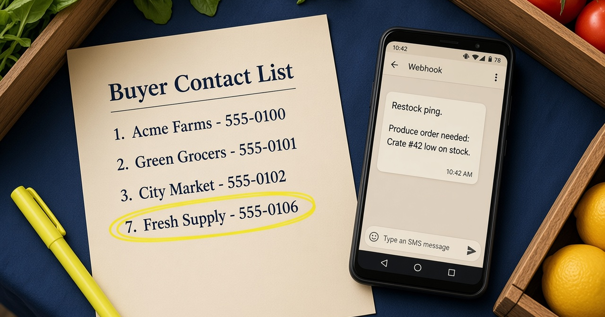 Featured illustration for Android SMS Gateway Scenario 851: Marketplaces contact lists in practice