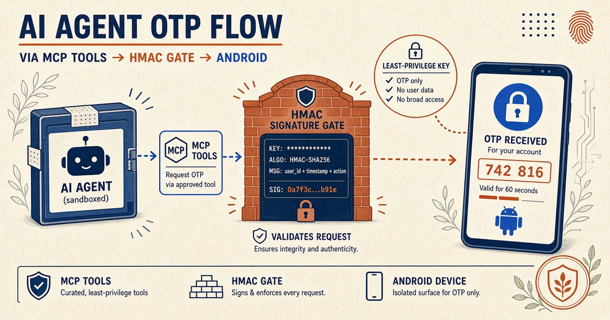 Featured illustration for MCP Server for Android SMS Gateway: Agentic OTP verification — security