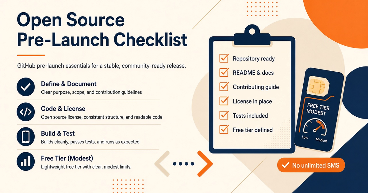 Featured illustration for pre-launch Checklist for Open Source / GitHub