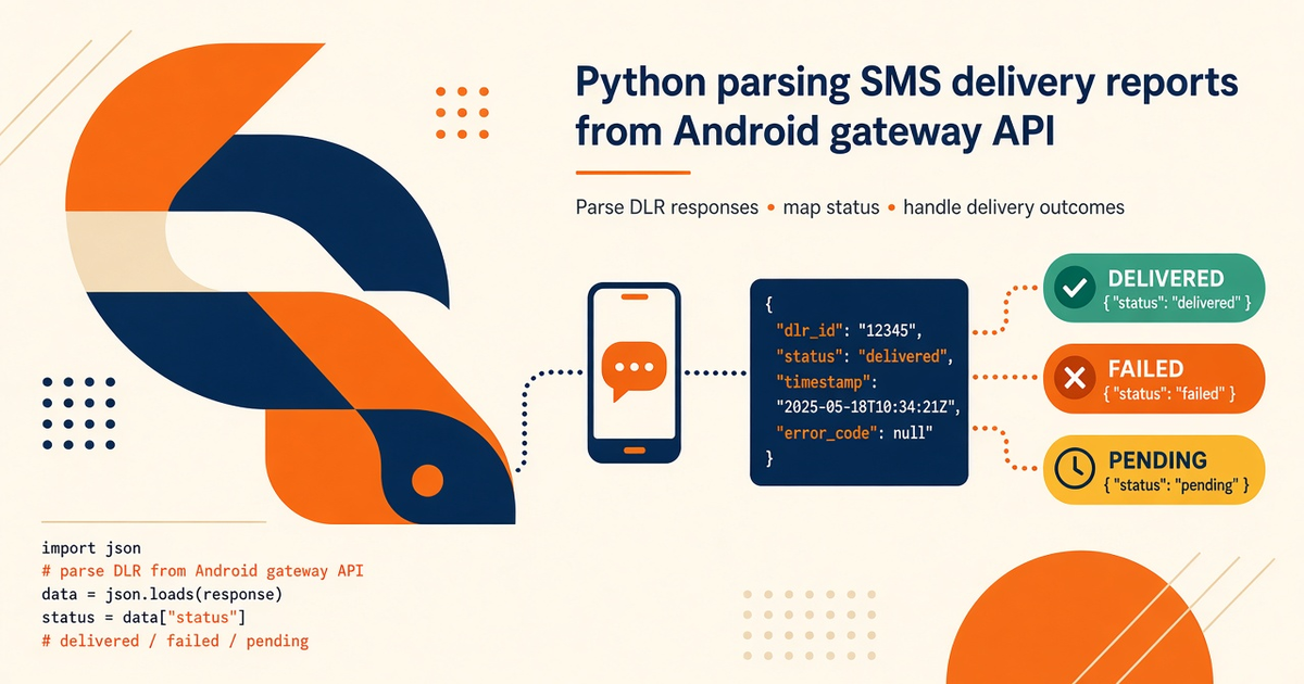Featured illustration for Python: Parse DLR from an Android SMS Gateway API