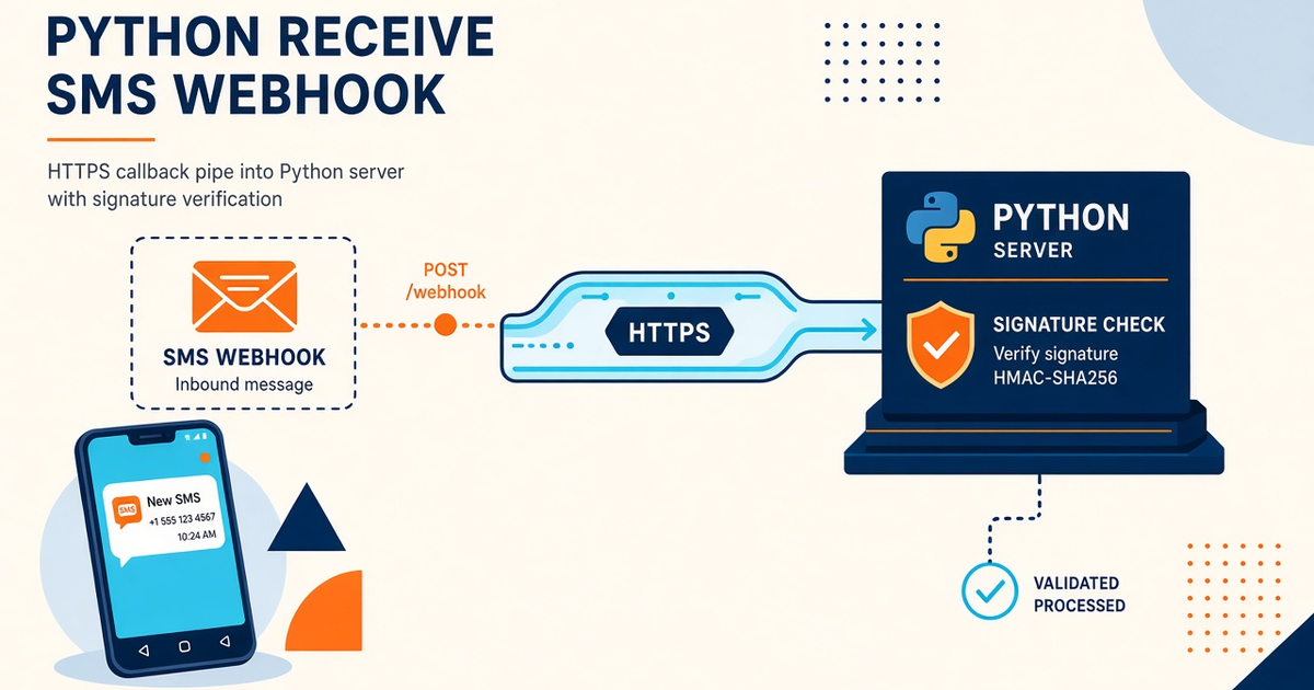 Featured illustration for Python: Receive Android SMS Gateway API Webhooks